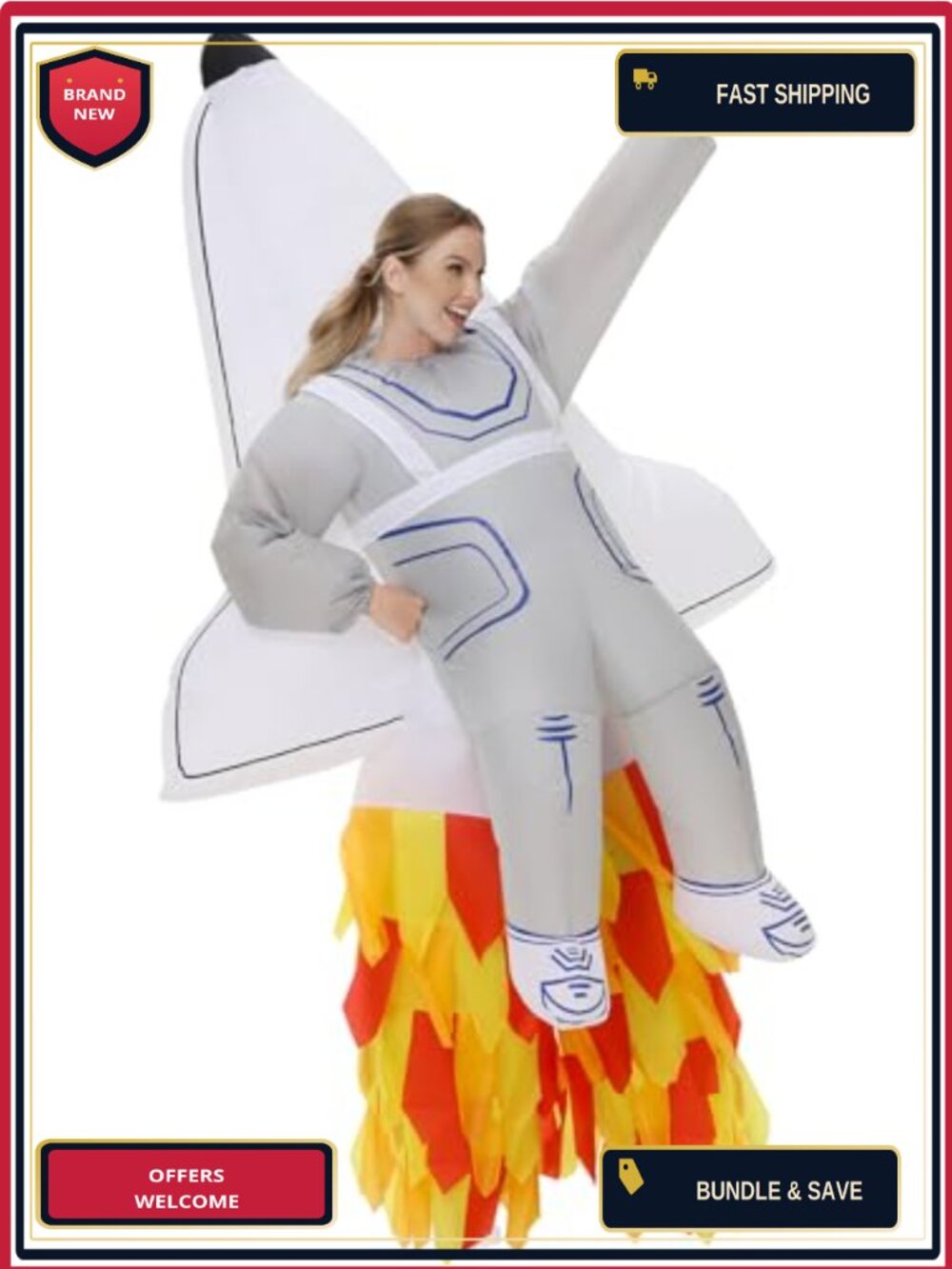 Inflatable Spaceship Costume Adult Blow Up Halloween Fancy Dress Party
